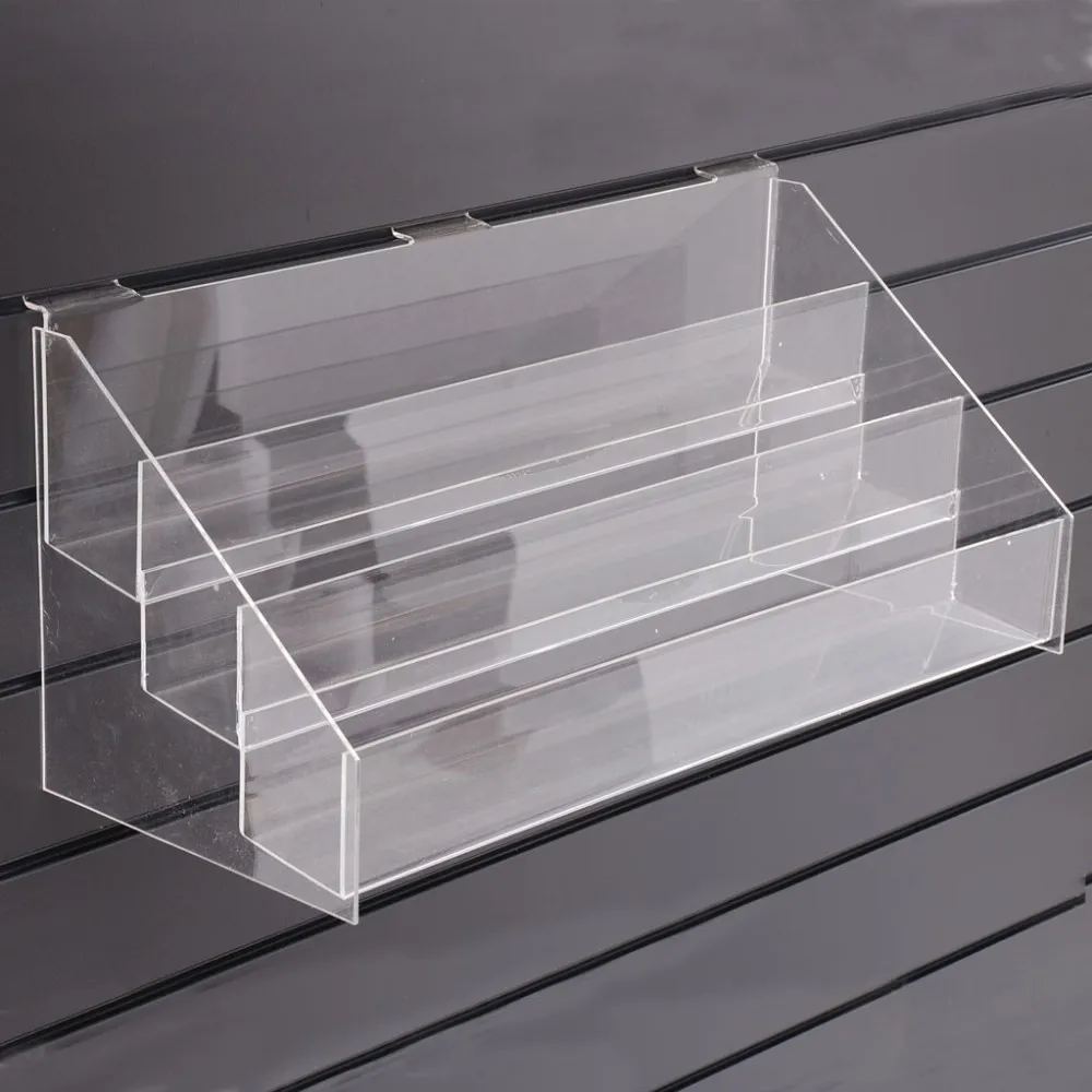 3 Tier Wall Mounted Clear Acrylic Nail Polish Display Rack Slat Wall
