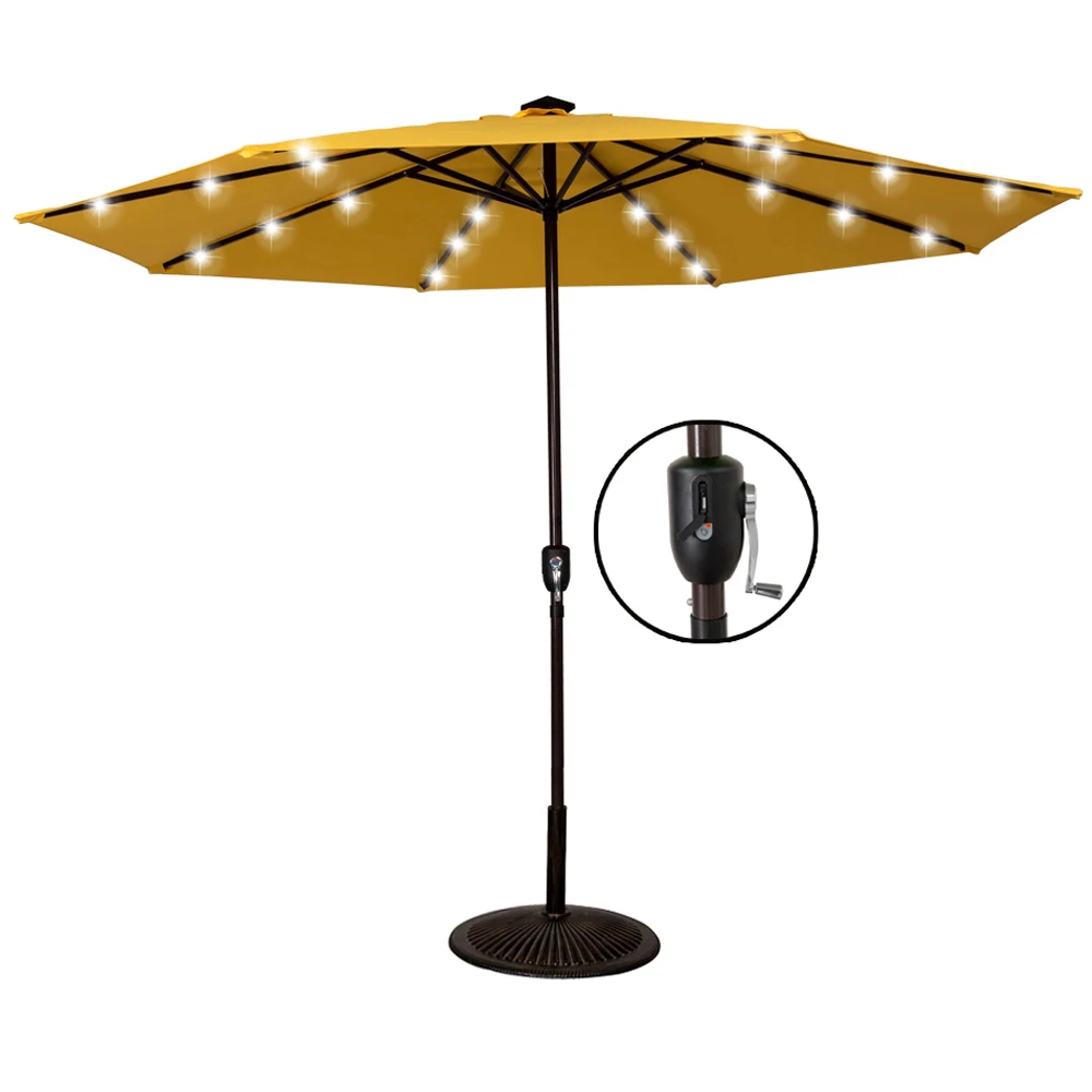 Uv Resistant Garden Balcony Patio 9ft Solar Led Light Patio Umbrella