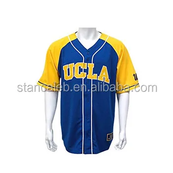 blue and yellow baseball jersey