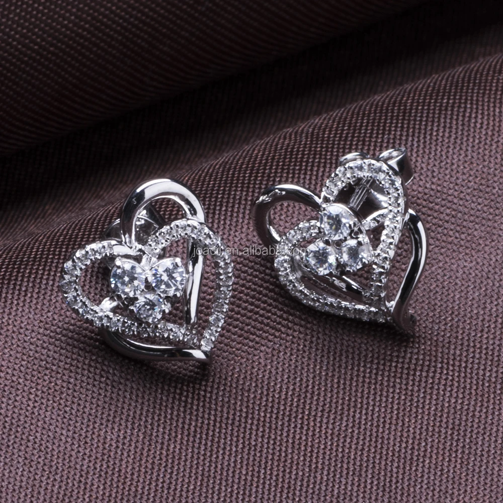 Twined Heart Silver Jewelry Earrings Top Design With Boucle Oreille