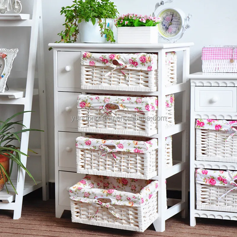Home Living Room Shabby Chic Craft Furniture Storage Fresh Cabinet With Wicker Woven Baskets Units Buy Living Room Cabinet Small Cabinet Storage Cabinet Product On Alibaba Com