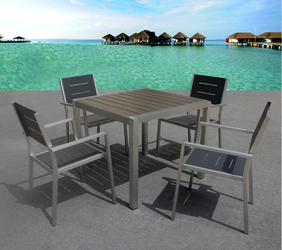 2019 Hotel Patio Outdoor Plastic Wood Furniture Bistro Dining Sets