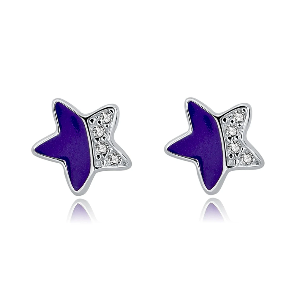 Wholesale Stainless Steel Star Shaped Cubic Zirconia Stud Earrings