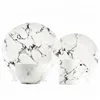 Fashionable plain modern high grade italian marble design hotel porcelain 16pcs dinner set