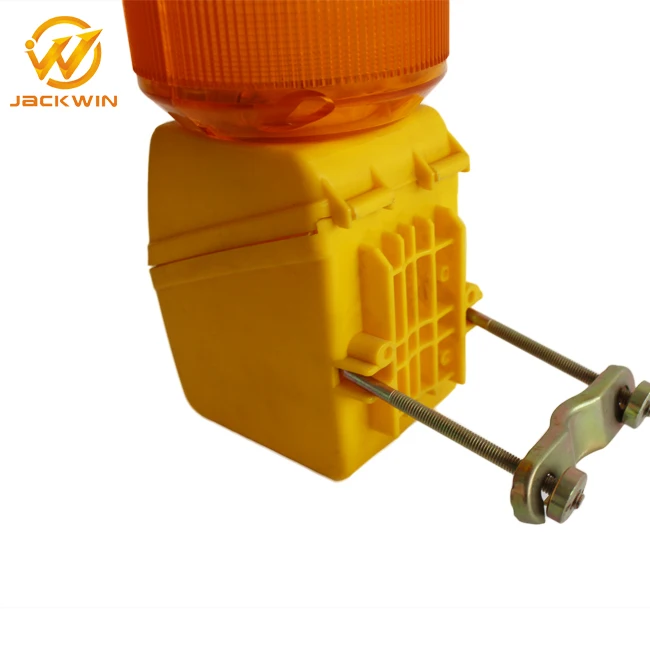 Battery Powered Flashing Road Hazard Warning Light In Construction Site