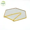 Wholesale all sizes Double Sided table decor freestanding or wall hanger small hexagon mirror brass metal photo frame mini
