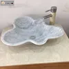 Bathroom flower shaped countertop trough marble stone sink