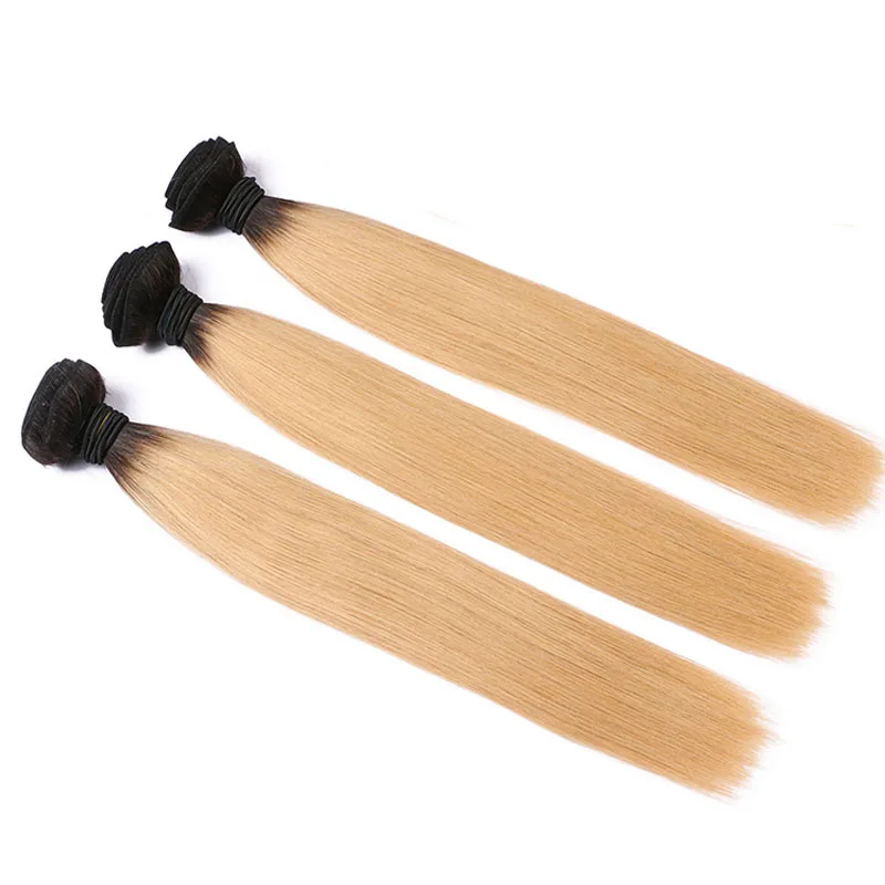 Top Quality Virgin Russian Straight 1b 613 Black Roots Blonde