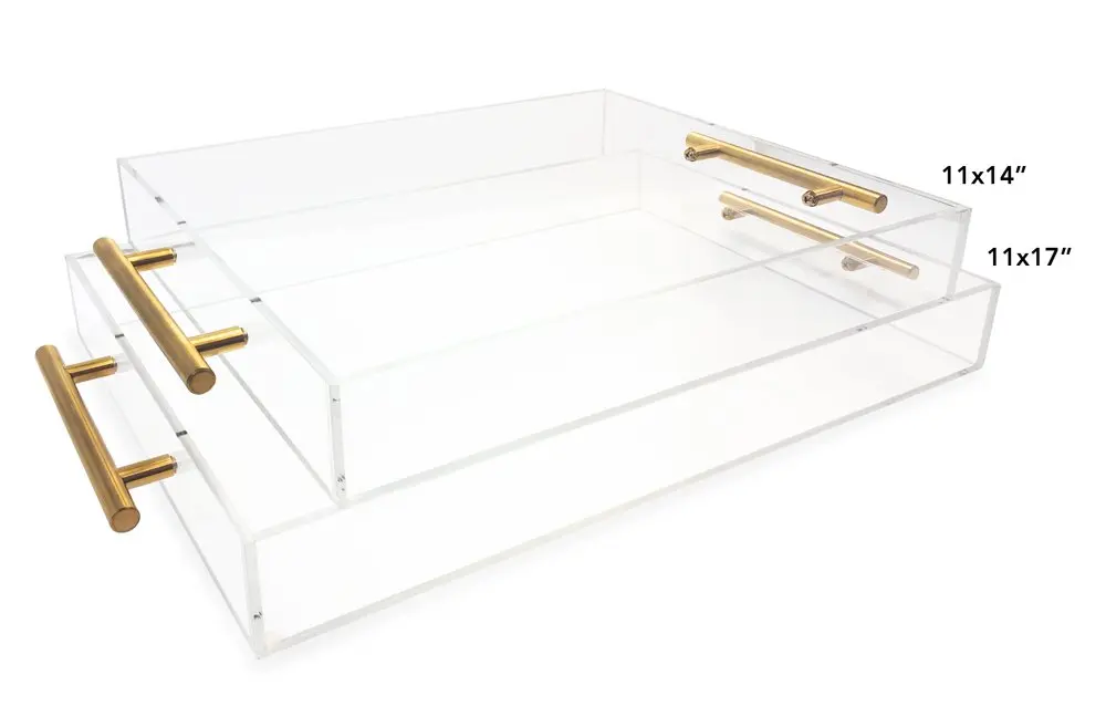 Clear Acrylic Attractive Tray with Gold Handle