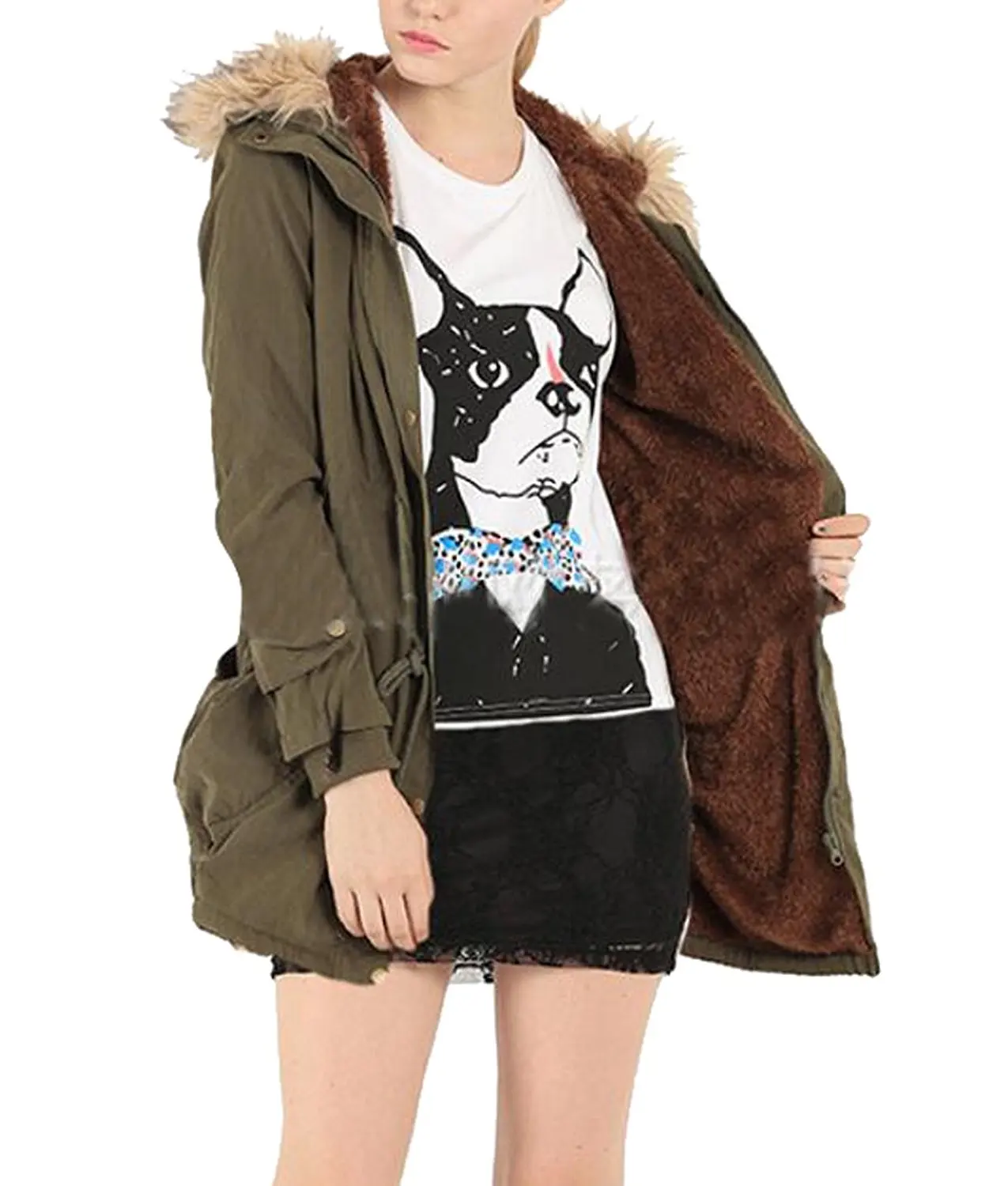 XiaoTianXinChildrenscostumes XTX Girls Zip Quilted Hoodid Pocket Padded Fleece Outdoor Jacket Parka Coat