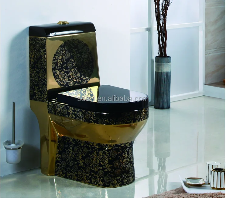Ceramic Gold Color Toilet Bowl Bathroom Golden Wc Toilet Black And Gold