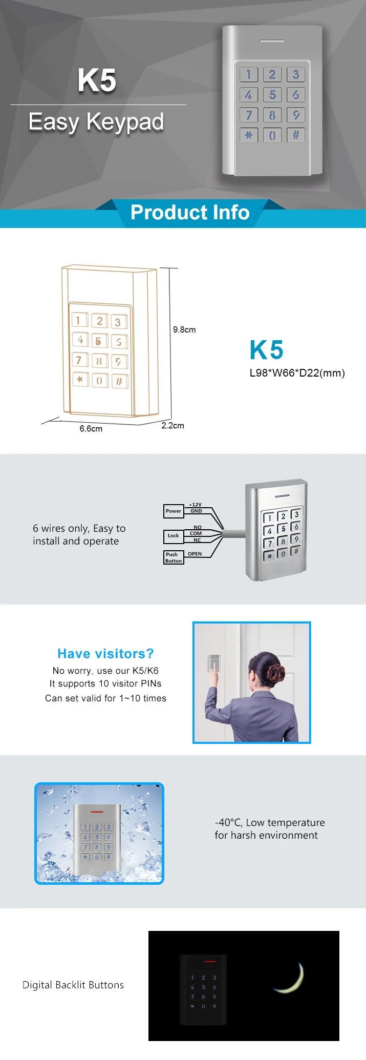 Metal Keypad Waterproof Access Control For Gate Entrance