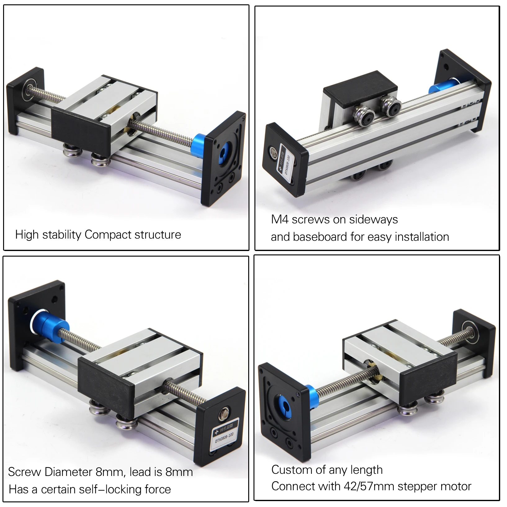 China Factory 100mm To 300mm Stroke Length Tr8 Diameter 8mm Lead Screw ...