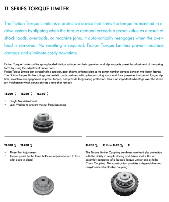 Torque Limiters Tl200 Tl250 Tl350 Tl500 Tl700 Buy Small Torque 400nm