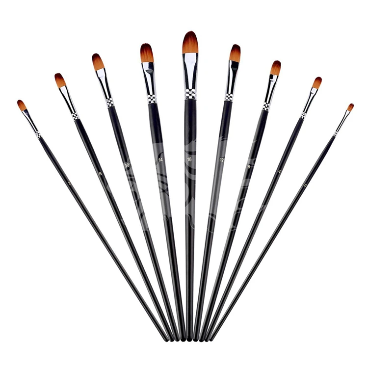 Nylon Hair Tips Filbert Brush Acrylic Painting Set For Face And Body