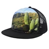 Wholesale 5 panel black flat brim digital Printing trucker mesh cap for sale