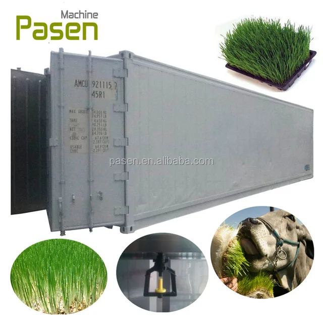 automatic hydroponic fodder machine, sprout container with green