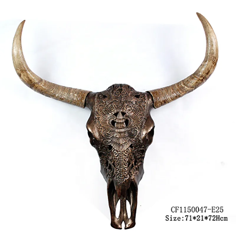 Animal Head Cow Skull Yak Hollow Skull Decoration Resin Wall Decor Skull factory