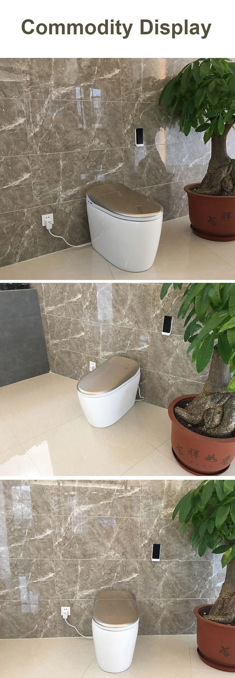 Bathroom ceramic intelligent heated seat cover automatic toilet