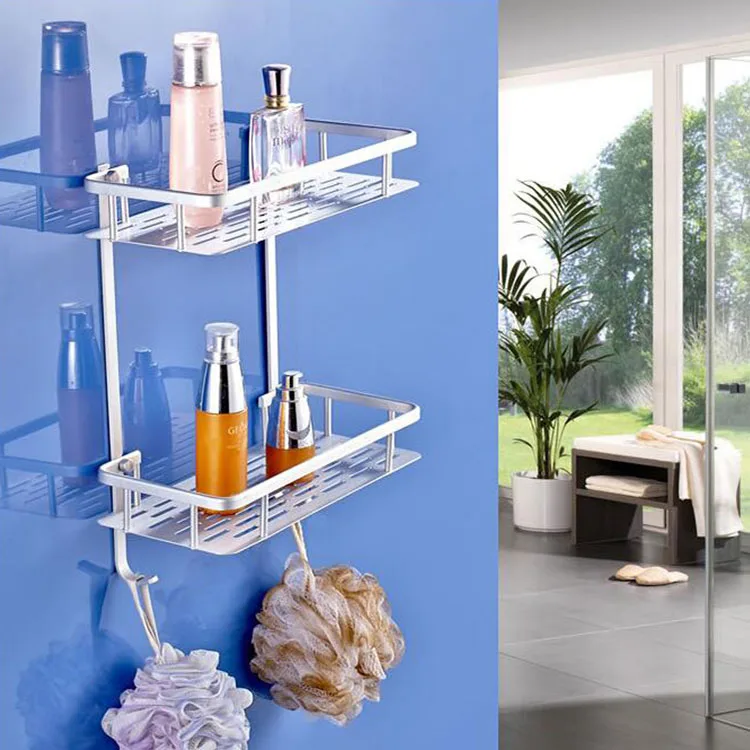 Space Aluminum Bathroom Shower Corner Basket Caddy