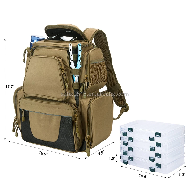 Fishing Tackle Backpack Fishing Bag with Rain Cover