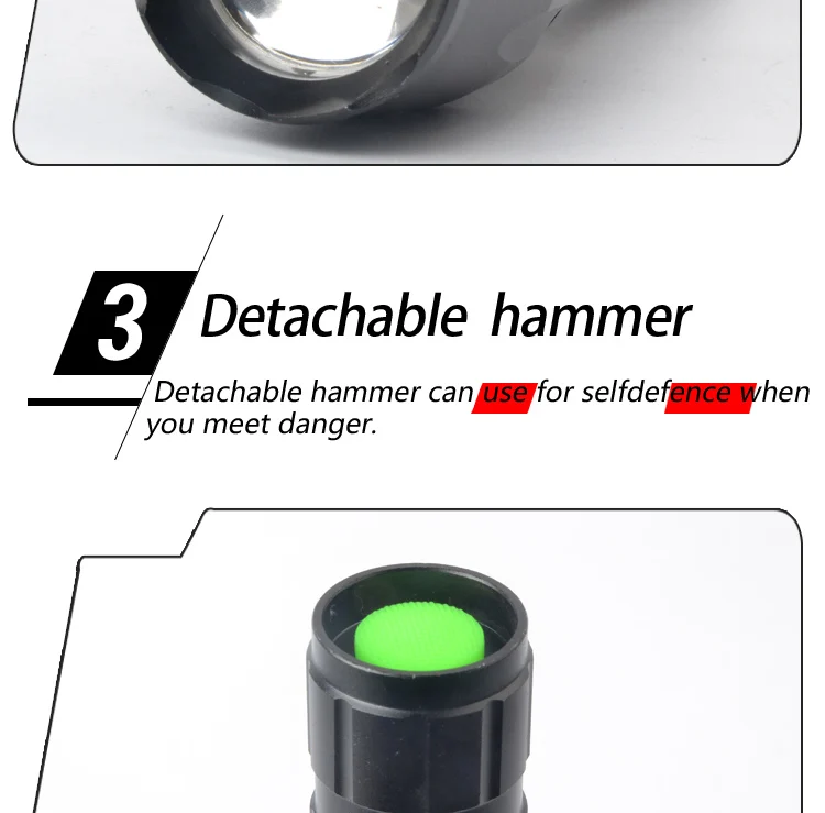 1000 Lumens Zoomable pen  LED  Flashlight 5 Modes Adjustable Torch Focus Water Resistant Camping Torch for Outdoor Sports