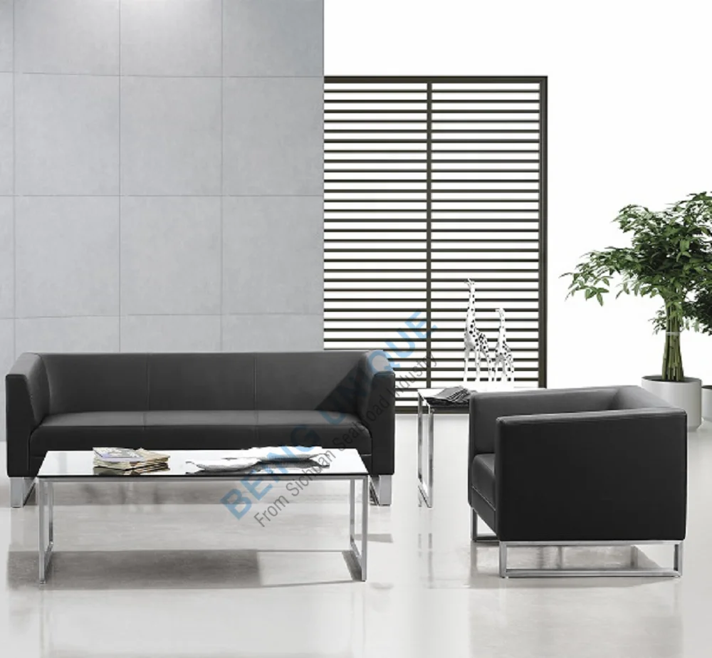 European Style Modern Luxury Black Leather Commercial Waiting Area European Style Modern Luxury Black