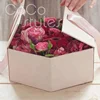 Cocostyles custom elegant hexagon hard cover flower box with ribbon for high end wedding party or valentine's day gift set