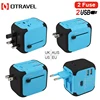 New Universal Travel Adapter 176 Electric Plugs Sockets Converter US/AU/UK/EU with Dual USB Chargeing 2.4A LED Power Indicator