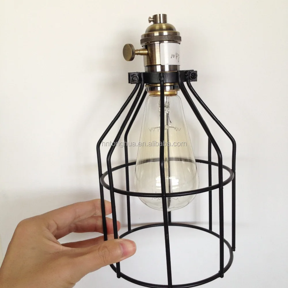 Vintage Edison Bulb Cage Iron Bird Cage Antique Metal Colored Lamp