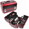Custom Aluminium Makeup Box Rolling Train Case Studio Cosmetic Portable Makeup Vanity Trolley Organizer Makeup Case Box Mirror
