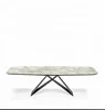 Long Black Power Coated Metal Feet Marble Top Modern Dining Table with 10 seats long dining table