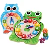 Cartoon animal digital clock toy wooden puzzle frog shape clock wooden number block puzzle