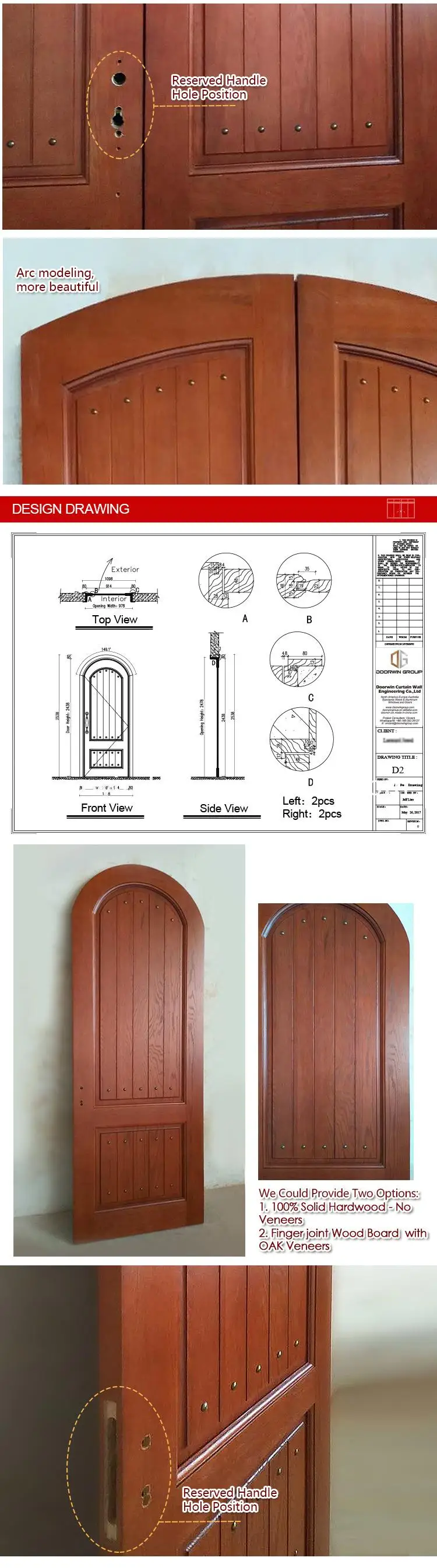 High quality 3 panel interior wood door