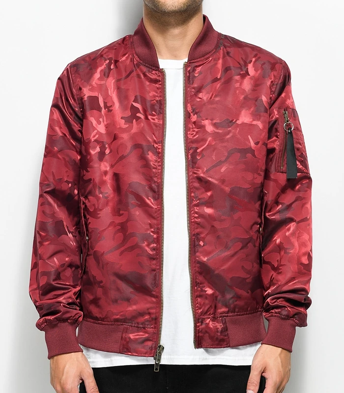 100% Polyester Mens Lightweight Red Camo Bomber Military Jacket - Buy ...