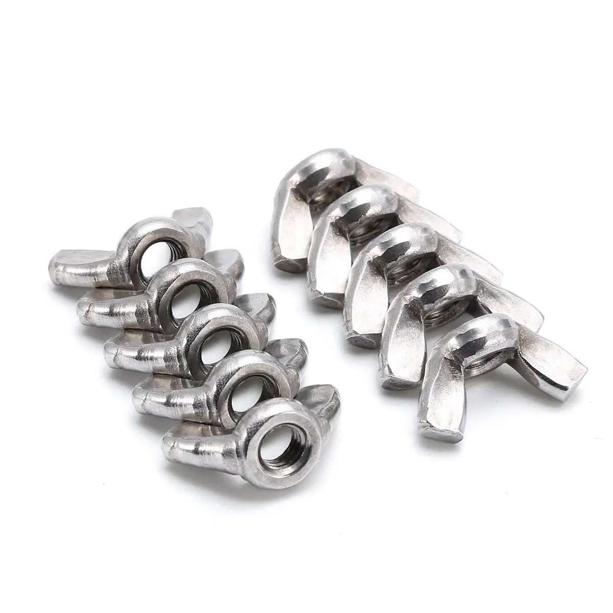 WILLAI 10pcs Silver Stainless Steel Wing Nut M6 Thread Diameter Butterfly Wing Nuts with Corrosion Resistance