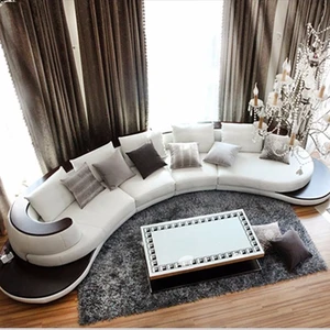 Round Modern Leather Sofa Design