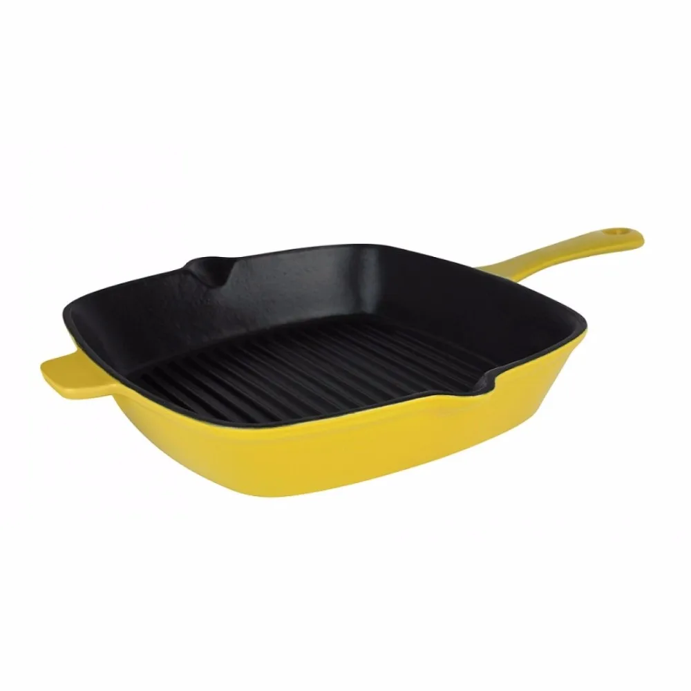 Enameled Non Stick Cast Iron Frying Pan With Ribbed,Cast Enamel Sarten