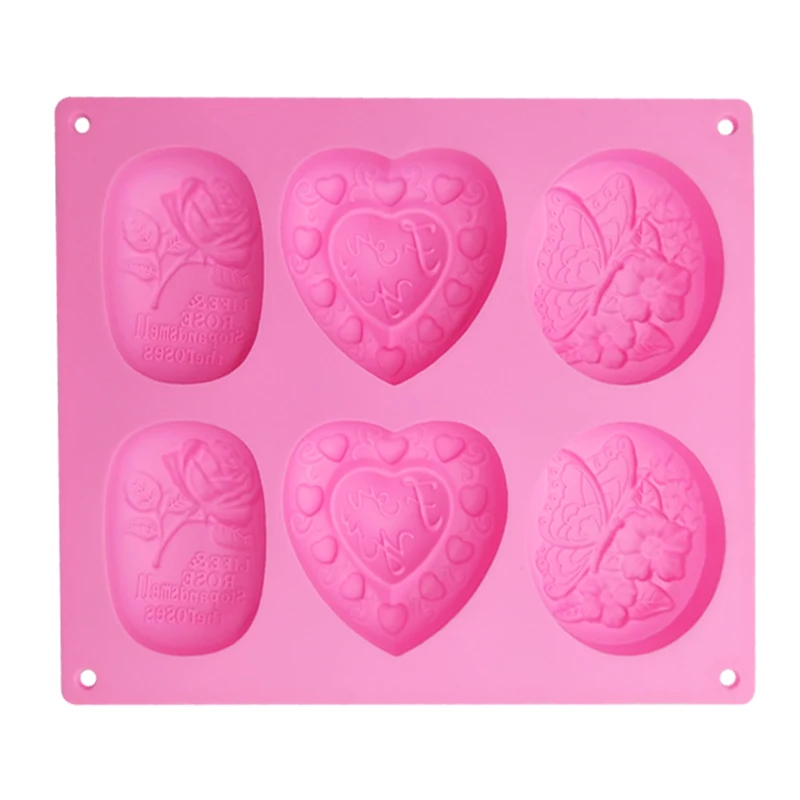 6 Cavity Bpa Free Food Grade Soap Mold Silicone,3d Hand Bar Silicon Mold Soap,Handmade Soap