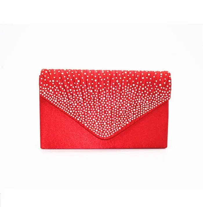 2020 New cheap women bridal glitter satin rhinestone lady evening clutches wedding clutch purse