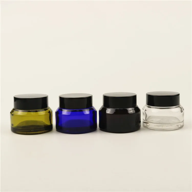 Cosmetic Packaging 15ml 30ml 50ml 100ml Frosted Glass Jar Matte Black