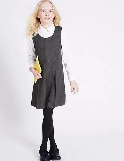 grey school pinafore
