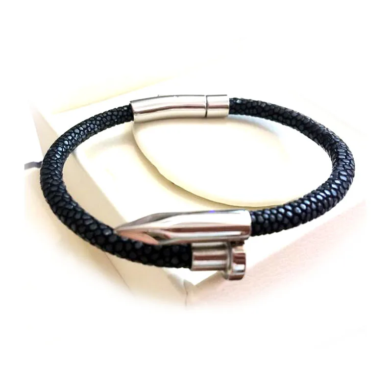 Multiple Colors Selection Black Real Stingray Bracelet Nail Multiple Colors Selection Black Real Stingray Bracelet Nail Mens