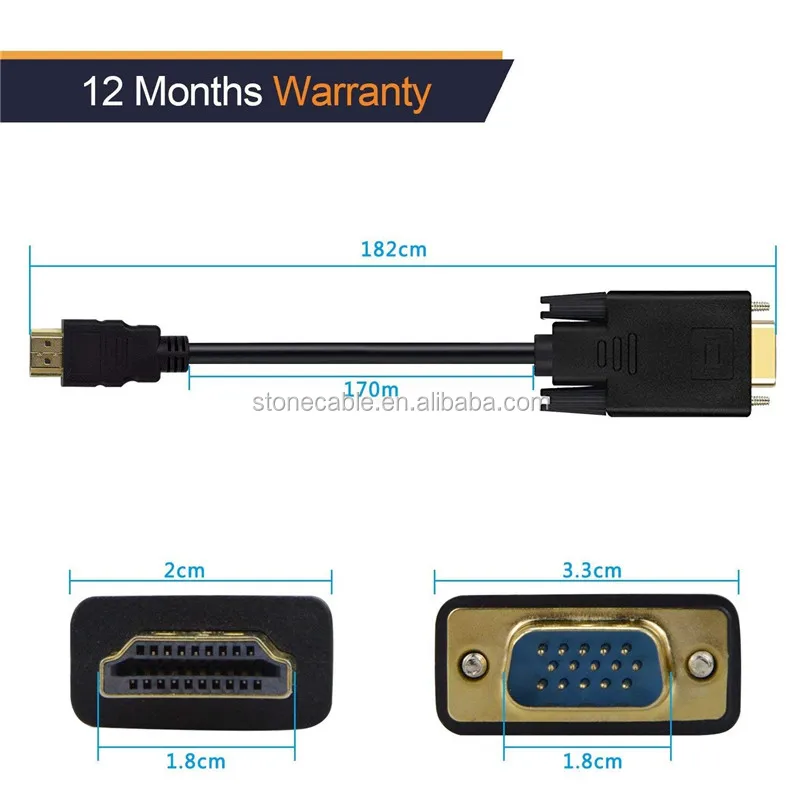 Как подключить переходник hdmi vga компьютер Source HDMI to VGA cable 1080P Active Support Convert Signal 1.8m on m.alibaba.c