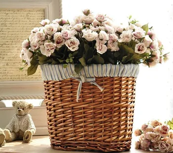 Beautiful And Mini Wicker Flower Basket Stand Artificial Decoration Beautiful And Mini Wicker Flower Basket Stand Artificial Decoration