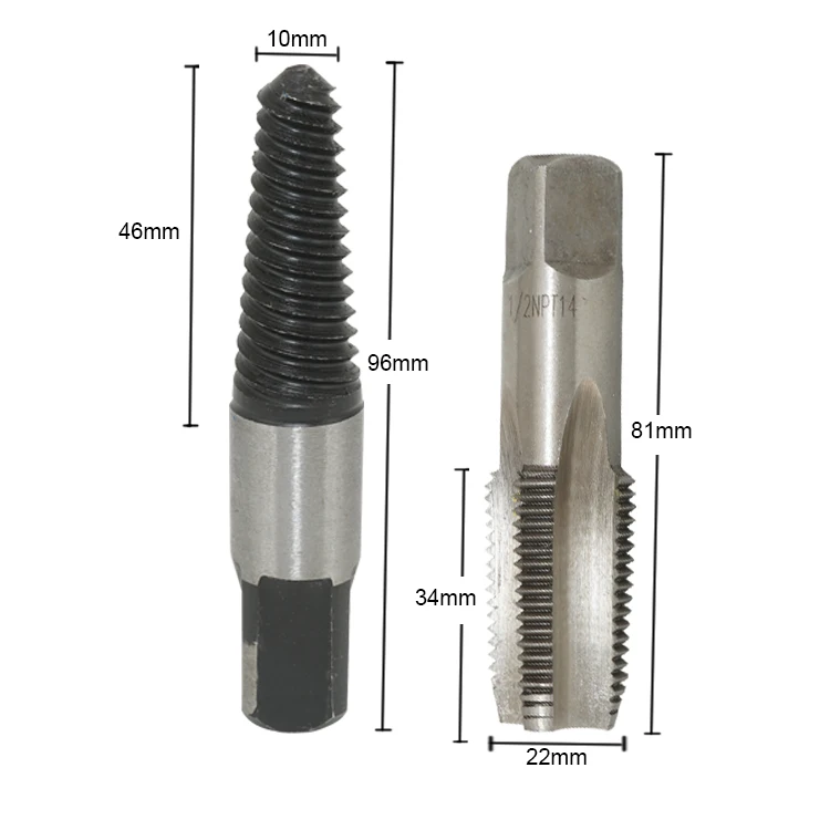 2Pcs Comnination 1/2" NPT14 Tap  Damaged Screw Extractor Set for Broken Pipe Disconnecting and Thread Repairing