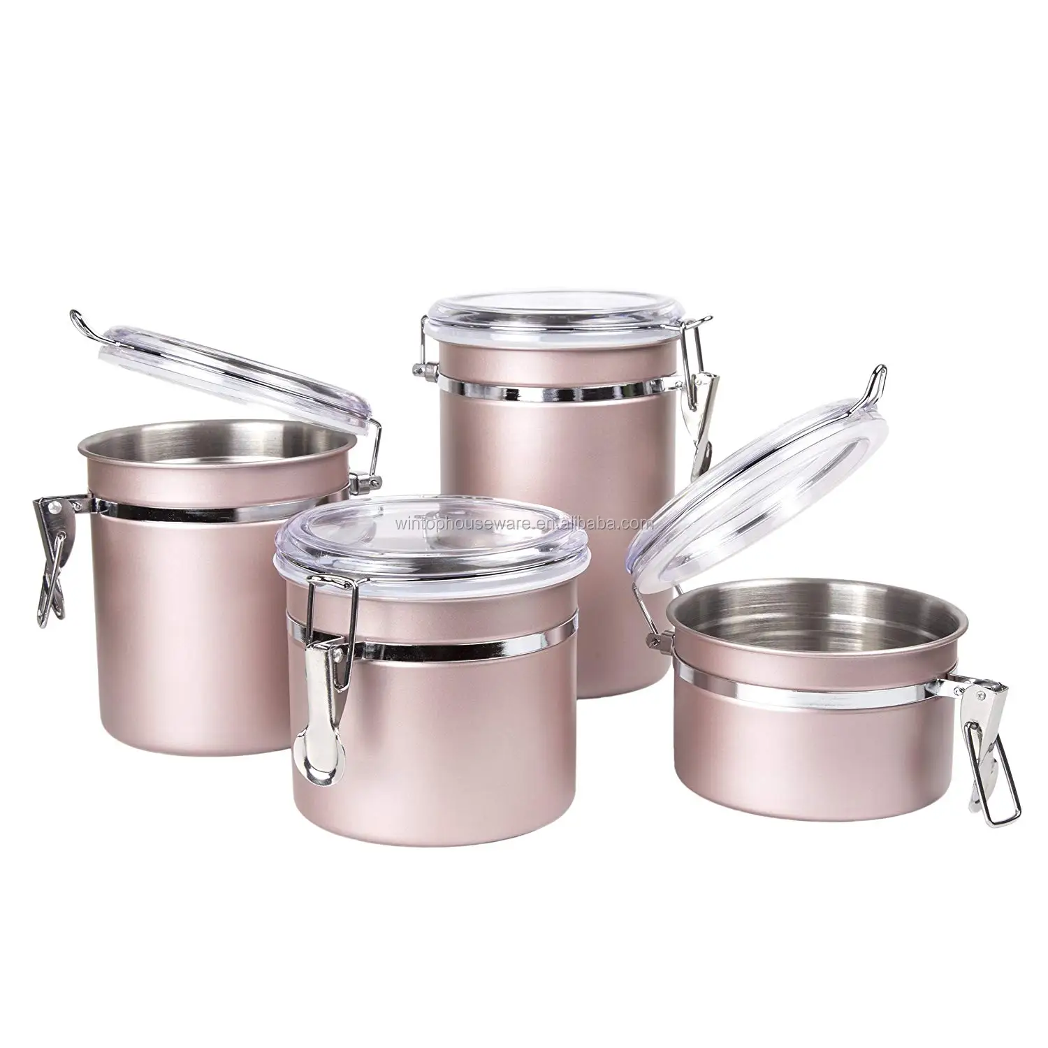Set 3 Botes Acero Inoxidable Negro Para Café, Té Y Azúcar - Tarros Herméticos De Cocina 17cm