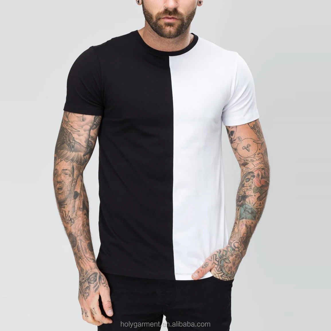 Cheap Wholesale Short Sleeve Crew Neck Half Black Half White Tshirt Buy Cheap Wholesale Tshirts Custom Tshirts Plain Tshirt Product On Alibaba Com