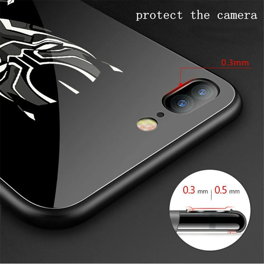 Luxury Cartoon Comics Luminous Tempered Glass Phone Case for iPhone XS MAX XR 8 7 6s Plus 7Plus 8Plus Logo Coque Ironman Cover
