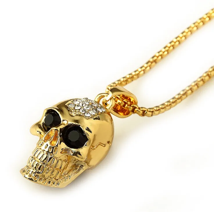 Cool Hiphop Gold Skull Head Pendant Necklace For Men - Buy Skull Head ...
